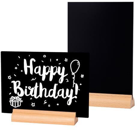 LELADY A3 Aufsteller Kreidetafels, 2 Stück Kreidetafel, Acryl Kreidetafel mit Ständer, Tafel Set, Doppelseitige Kreidetafels Tafel Menü, Tafel Holzsockel zum Beschriften