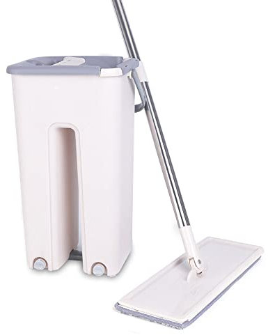 Juego de fregona para suelo, cubo de limpieza, almohadilla de microfibra, juego de mopa con paño de limpieza, fregona de microfibra, suelo plano, fregona y autolimpieza, sistema de limpieza de suelos,