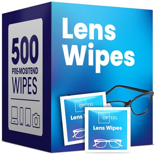 Lens Wipes for Eyeglasses - Pre-moistened Eyeglass Lens Cleaning Wipes - 500 Lens Wipes Individually Wrapped Sracth-Free Streak-Free Eye Glasses Wipes Lens Cleaner for Sunglass & Camera Lens