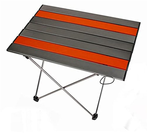 Tragbarer Klapptisch für den Außenbereich, ultraleichte Aluminiumlegierung, Mini-Klappstuhl für Camping und Grill, zusammenklappbarer Computertisch (Farbe: Orange+Grau, Größe: Groß)