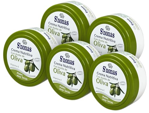Crema Hidratante y Nutritiva con Aceite de Oliva 5 x 200 ml - Cuida, Nutre y Repara tu Piel Gracias a los Beneficios del Aceite de Oliva