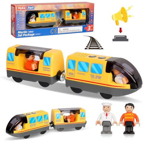 Eisenbahn Elektrische Lok, Holzeisenbahn Zug, Batteriebetriebenes Zugset, Leistungsstarker Motorzug Kompatibel mit Thomas, Brio, Chuggington, Geschwindigkeit Spielzeug, ab 3 Jahren