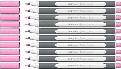 Schneider Brushpen Paint-It 070 (Premium-Pinselstifte mit flexibler Spitze und leuchtenden Farben für Kalligraphie, Hand-Lettering und mehr) 10 Stück pastell pink