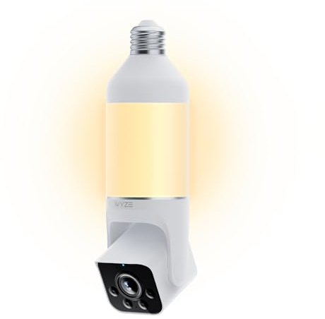 WYZE Bulb Cam - 2K HD Smart Light Bulb Security Camera with Color Night Vision, 800-Lumen Dimmable LED, 160° Wide View, Motion Detection & Siren, E26 Socket, Alexa/Google/IFTTT