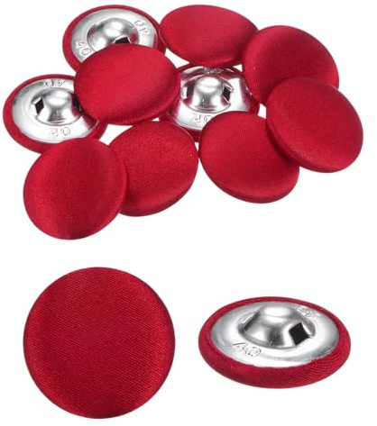 QUARKZMAN 10 Stück Stoffknöpfe 25mm Rund Nähknopf mit Schaft Stoffbezogene Buttons für Annähen Jacke Mantel Hemd Anzüge Braut, Rot