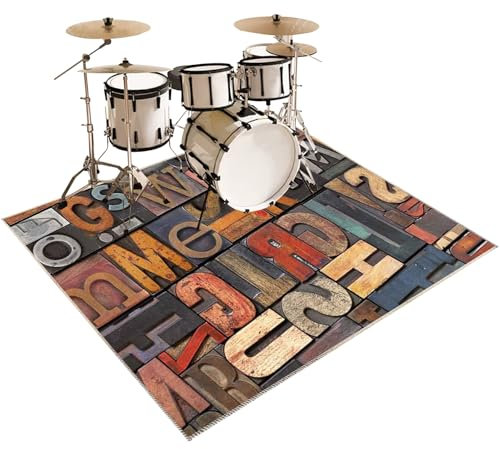 Schlagzeug Teppich, Schallschutz Teppich für Anfänger, Rutschfest Schalldicht Drum Teppich Matte Innen und Außen, Elektronisches Jazz Schlagzeug Kit für Bass Snare Drum Schlagzeugteppich 230 x 180 cm