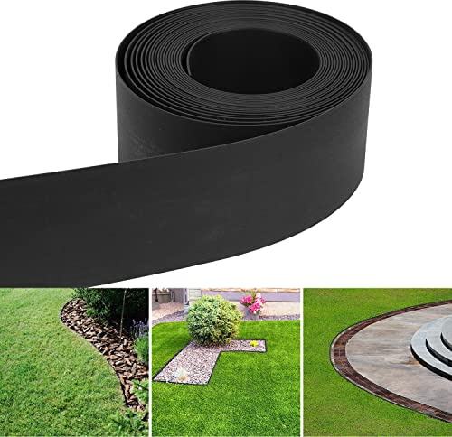 Eikuavons Rasenkante Kunststoff, Plastic Beeteinfassung,Beeteinfassun, Gartenumrandung, Einfache Handhabung Rolle Beetumrandungen für Wege, Begrenzungen, Kieswege(Länge 25m - Höhe 10cm, Schwarz)