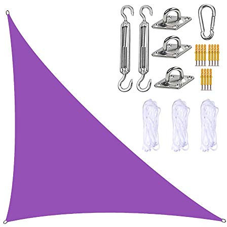 Waterproof shade sail Purple Waterproof UV Block Sun Sail Shade Canopy for Outdoor Patio Backyard Hot Tub 3m x 3m x 4.3m Includes Hardware Kits and 3 Ropes