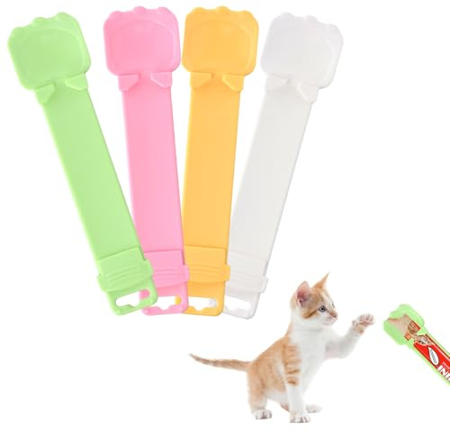 Culinavog Cuillères pour Nourriture pour Chat, 4 Pieces Outils de Stockage de Nourriture pour Chats, Cat Snack Spoon, Spoon pour Friandises Liquides pour Chat, Animal (Multicolore, 20.5 cmx 5 cm)