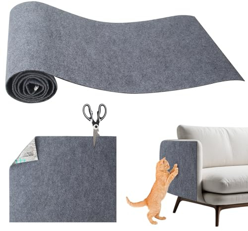 200 * 40CM Kratzschutz Sofa Katze, Kratzmatte Selbstklebend, DIY Kratzmattes Katze Wand, Trimmbarer Kratzmatte Katzes für Möbel Kratzteppich Couch-Schutz, Grau