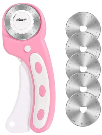 Fabric Rotary Cutter - Hoja de rueda de acero afilada, herramienta de corte | Cortador artesanal giratorio con mango de comodidad, bloqueo de seguridad reemplazable, herramienta de corte pr