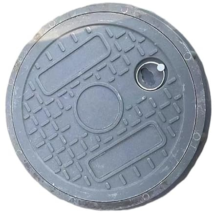 Couvercle de fosse septique rond robuste avec base en résine de 40 cm avec poignées - Couverture de puits durable pour cour, allées et espaces extérieurs