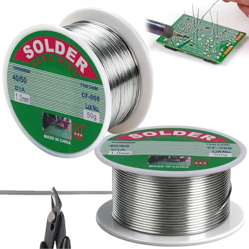 Soudure Etain a Souder,Soudure à L'étain Avec Flux,Souder Sans Plomb de 1 mm 100g Avec Noyau de Colophane,Pour Les RéParations,Les Bricoleurs Composants éLectriques éLectroniques