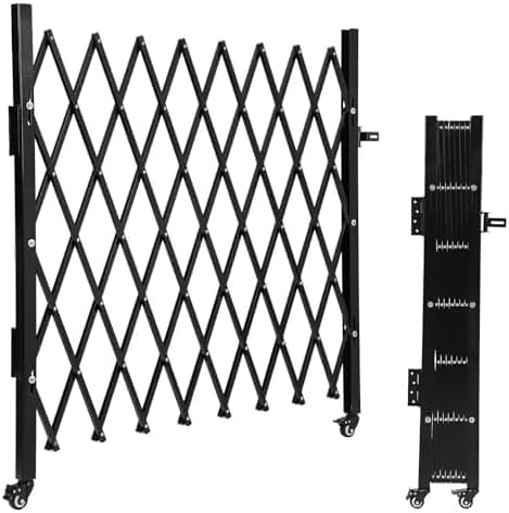 Absperrgitter aus Stahl 127 x 191cm, Scherengitter Ausziehbar Anti-Sprungzaun mit Rollen, Absperrgitter Scherensperre, Gitter-Akkordeon-Zaun für Garage, Schule, Garten, Baustelle, Bahnhof, Schule