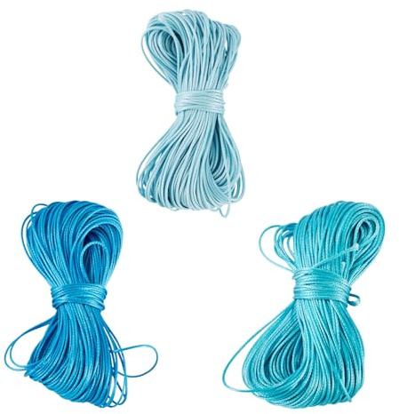 FASHEWELRY Cordoncino in poliestere cerato da 0,5 mm, 60 m/set, color turchese scuro, macramè, filo per perline per gioielli fai da te, collane, bracciali, creazione artigianale
