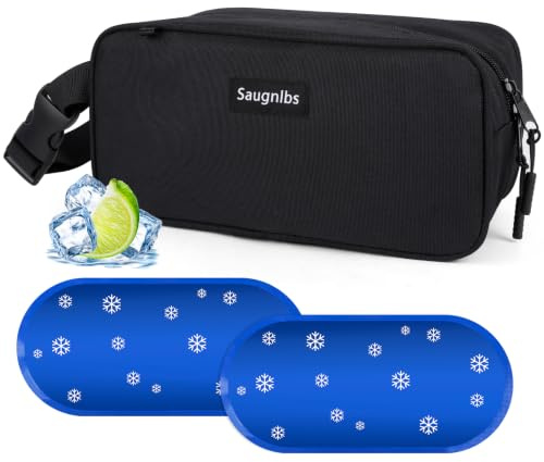 Saugnlbs Kleine Kühltasche Mini-Kühltasche, Isolierbox mit Kühlakkus, Isolierte Lunch-Tasche mit Griffschnalle, Gefrierbare Lunch-Tasche für Reisen/Arbeit/Schule/Outdoor,Schwarz