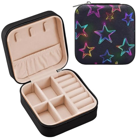 miaozhen Schmuck-Aufbewahrungsbox mit fluoreszierendem Stern, Mini-Aufbewahrungs-Organizer für Valentinstag