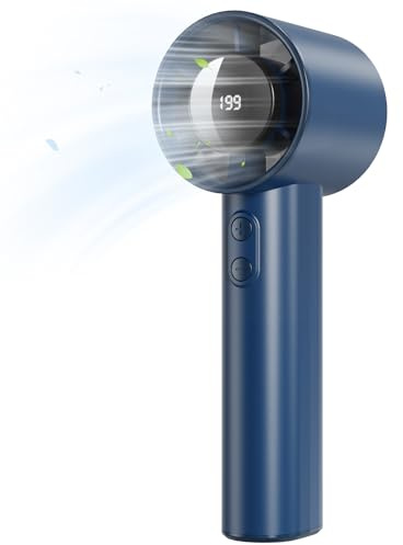 Mini Ventilador Portátil de Mano - 3000mAh Mini Ventilador de Mesa USB,1-199 Velocidades,Hasta 13h,Ventiladores Pequeño Recargable con Pantalla LED,Inalámbrico Fan para Viajes,Oficina,Exterior