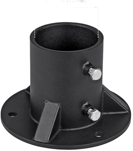 Vilgftyiet Flangia per ringhiera in metallo per pali di recinzione, pali della lampada e supporti per cassette postali, in acciaio resistente con rivestimento a polvere nera, diametro 52/65/78 mm