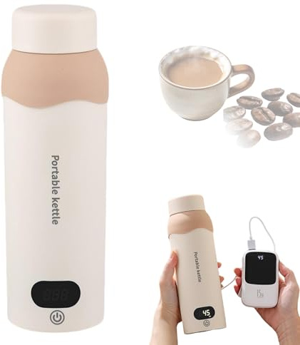 Elektrischer Reisewasserkocher, 500 ml, tragbarer Schnellkocher mit USB-C, 6 Temperatureinstellungen und automatischer Abschaltung, Edelstahl 304 für Büro, Hotel, Camping