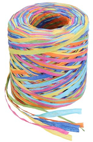 QUARKZMAN 87 Yardas Cinta De Rafia 5mm De Ancho Amarillo Naranja Azul Rosa | Cuerda De Papel De Rafia Natural, Cordel De Papel, Para Envoltura De Regalos Manualidades DIY Decoración