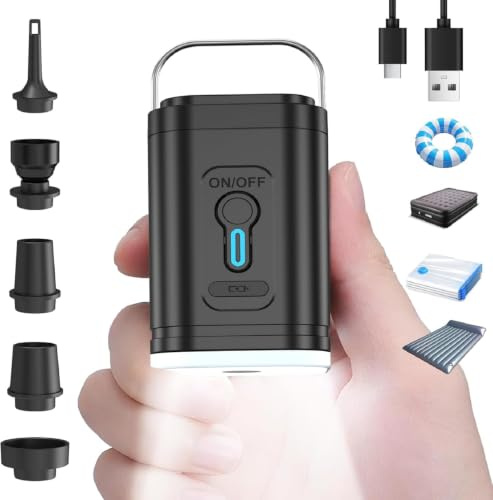 Elektrische Luftpumpe, Tragbare Kompakte Minipumpe, Über USB Wiederaufladbar Zum Aufblasen/Entleeren, Luftmatratzen, Schwimmringe, Vakuumbeutel