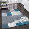 VIMODA Alfombra de diseño de Pelo Corto con Aspecto de baldosas en Turquesa, Gris y Blanco, fácil de cuidar, Maße:80x150 cm