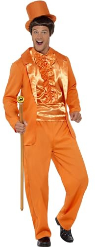 Smiffys Costume smoking stupide des années 1990, orange, avec veste, pantalon, fausse chemise et chapeau Halloween