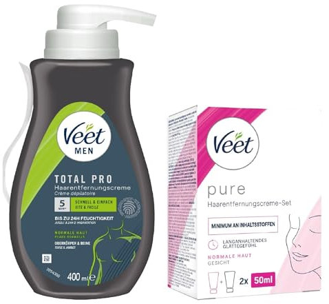 Veet Haarentfernungs-Creme Set Gesicht 100ml + Veet for Men Haarentfernungs-Creme 1x400ml Sensitive Power
