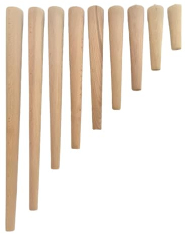 Euro Tische Tischbeine aus massivem Naturholz - Robust und Stabil für Esstisch, Couchtisch, Schreibtisch & mehr - Verschiedene Größen - Möbelfüße Holz, Füße für Möbel (Buche Natur 20 cm)