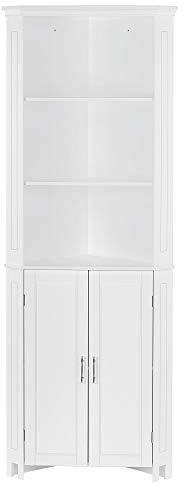 RiverRidge Somerset Tall Corner Bathroom Cabinet - Floor Storage Cabinet with Grooved Side Panels Maximizes Bathroom Storage Using Corner Area