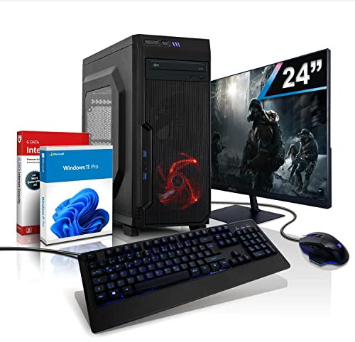 shinobee Komplett PC Entry Gaming/Multimedia Vega11 Computer mit 3 Jahren Garantie! | AMD Ryzen5 2400G, 8-Threads, 3.9 GHz | 32 GB DDR4 | 1000 GB SSD | Radeon Vega11 4GB | 24 | WLAN | Win11 | 6668