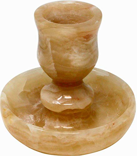 Kerzenhalter aus dem Halbedelstein Onyx Marmor, 7 cm Handarbeit Naturstein Gestein Kerzenständer
