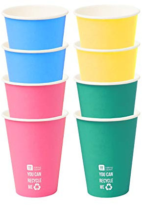 Talking Tables Pack of 8 Rainbow Coloured Paper Cups | Home Recyclable, Disposable, Biodegradable Packaging | Eco-Friendly Party Supplies for Birthday, BBQ, Garden, Pride, 8 Count (Pack of 1)