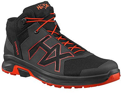 HAIX CONNEXIS Go GTX mid/black-fire världens första fritidssko med fascia stimulering. Med Connexis Go stannar du, Svart röd, 43.5 EU