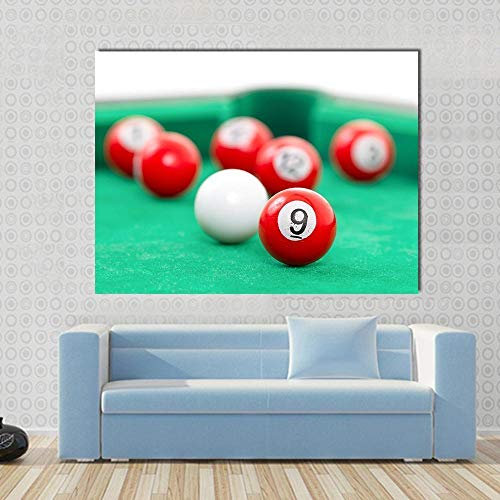 104Tdfc 1 Teile Bild Auf Leinwand Leinwandbilder Snooker-Bälle auf einem grünen Snooker-Tisch Wandkunst Tapete Dekorative Wandbild Für Wohnzimmer Home Decor Geschenk
