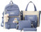 ZHANGHAN Kawaii Rucksack Bär Anhänger 4PCs Schulrucksack Combo Set Einkaufstasche Schultasche Netter Mädchen Damen Schulnotizbuch Reiserucksack Wasserdichter Schulbedarf, Blau, 14 centimeters