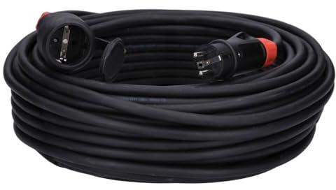 Voxura Schuko Gummi-Verlängerungskabel Schuko-Stecker-Kupplung Adapter Außenbereich Stromkabel Garten Baustelle Industrie Märkte 3-polig 230V H07RN-F 3x2,5 16/3 16A IP54 30m