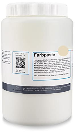 DD Composite Farbpaste 1kg hellelfenbein RAL 1015 Pigment hochkonzentriert für Kunstharze Epoxidharz Resin Polyesterharz Gießharz farbintensiv deckend