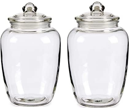2 Tarros de cristal con tapa hermetica de 1.4L Botes de cristal con tapa Frasco de Galletas Transparente para Alimentos, con Tapa de Junta de Goma Resistente a Fugas