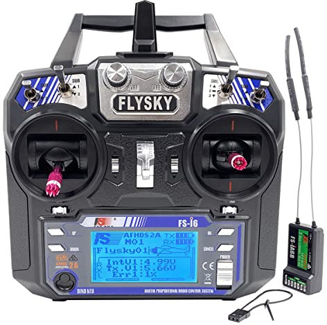 DTXMX Flysky FS-i6 6CH 2.4G RC télécommande Émetteur et Récepteur iA6B AFHDS 2A Contrôleur Radio pour RC FPV Drone Quadricoptère voilure Fixe Mode-2, 15 ans et plus