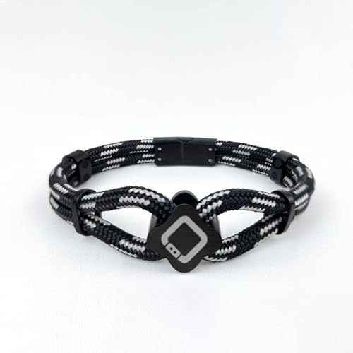 Trion:Z ICON Loop Stilvolles Armband für Damen & Herren mit 6 x 1000 GaussMagnetband-Armband (Schwarz/Silber, X-Large)