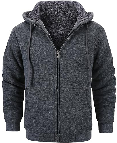 SwissWell Sweats à Capuche pour Homme Veste Polaire Hiver Chaude Manteau Fermeture éclair Veste avec Poche pour Sport Loisirs Travail,652 Gris,L