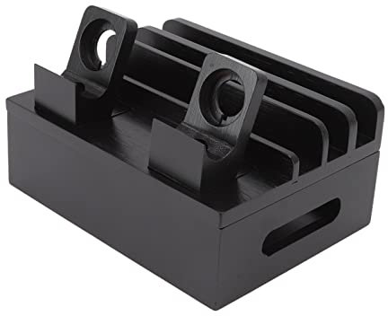 ASHATA Stazione di Ricarica in bambù, Stazione di Ricarica in Legno per Dispositivi Multipli con 5 Porte di Ricarica USB, per Telefoni, Tablet, Orologi, Elettronica (Nero)