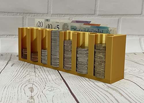 Coin Cash Note Money Organiser Mini Storage Holder Sorter Savings Gold