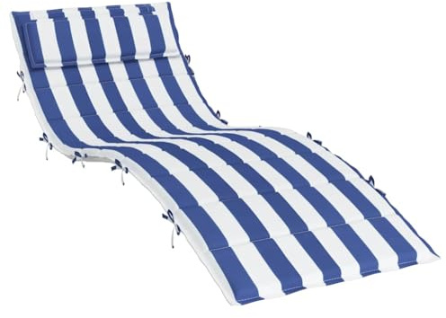 vidaXL Sonnenliegen Auflage, Liegenauflage Outdoor, Polster Auflage für Gartenliege Liegestuhl, Polsterauflage, Blau Weiß Gestreift 180x60x4cm Oxford-Gewebe