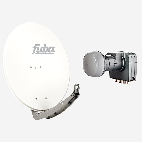Fuba Sat Anlage 4 Teilnehmer | DAA 780 W Satellitenschüssel 80cm Alu weiß (Testergebnis: ausgezeichnet)* + Fuba DEK 417 Quad LNB 4 Teilnehmer (DVB-S2, HDTV, UHD 4K/8K, 3D) mit LTE-Störfilter