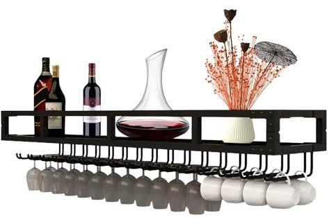 LIGUOYI Weinglasregal Aus Metall, Hängender Weinglashalter Mit Schrauben Leicht Zu Montieren Stielgläserregal Robust Und Langlebig, Für Küche Bar Restaurant Weinregal Glashalter Wand Regal