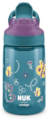 NUK By Contigo Easy Sip Cup | Trinkflasche für Kinder (ab 4 Jahren) | auslaufsicher | Hergestellt aus strapazierfähigem Tritan | BPA-frei | spülmaschinenfest | 420 ml | Natur