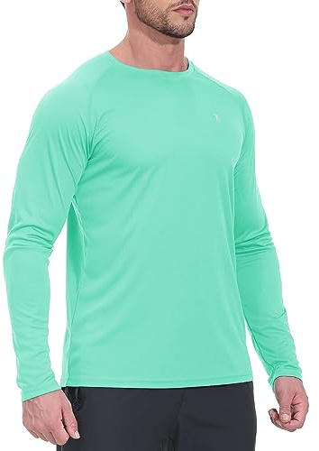 YSENTO Herren Rashguard UPF 50+ UV Schutz Shirt Schnell trocknen Leichter Sonnenschutz Langarm Funktions Schwimmshirt(Mintgrün,3XL)